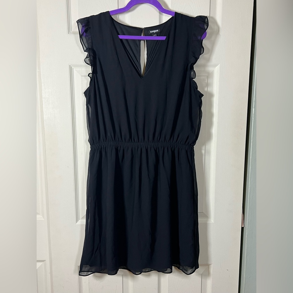 Express Black Ruffle Sleeve Mini Dress, little black cocktail dress